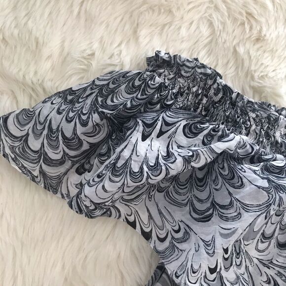 MICHAEL KORS Off The Shoulder Top Sleeveless Ruffle Silk Cotton Gray Small - Picture 5 of 9